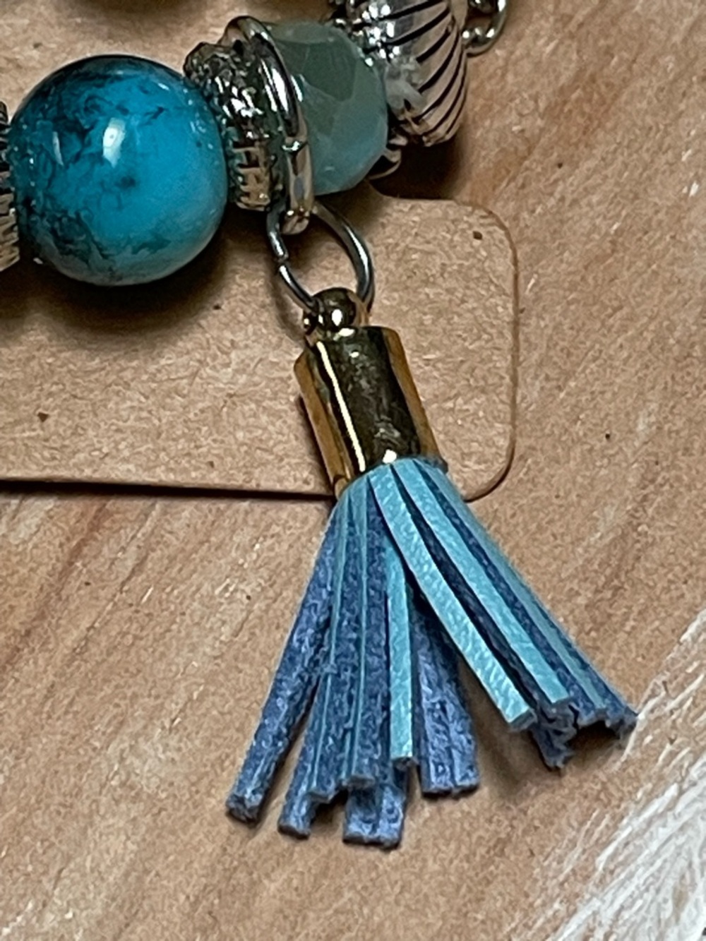 Fashion Jewelry Turquoise and Silver Multi-Strand Charm Bracelet Set - Picture 3 of 5